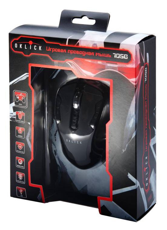 Мышь Oklick 705G (USB, optical, 3000dpi, игровая, black)