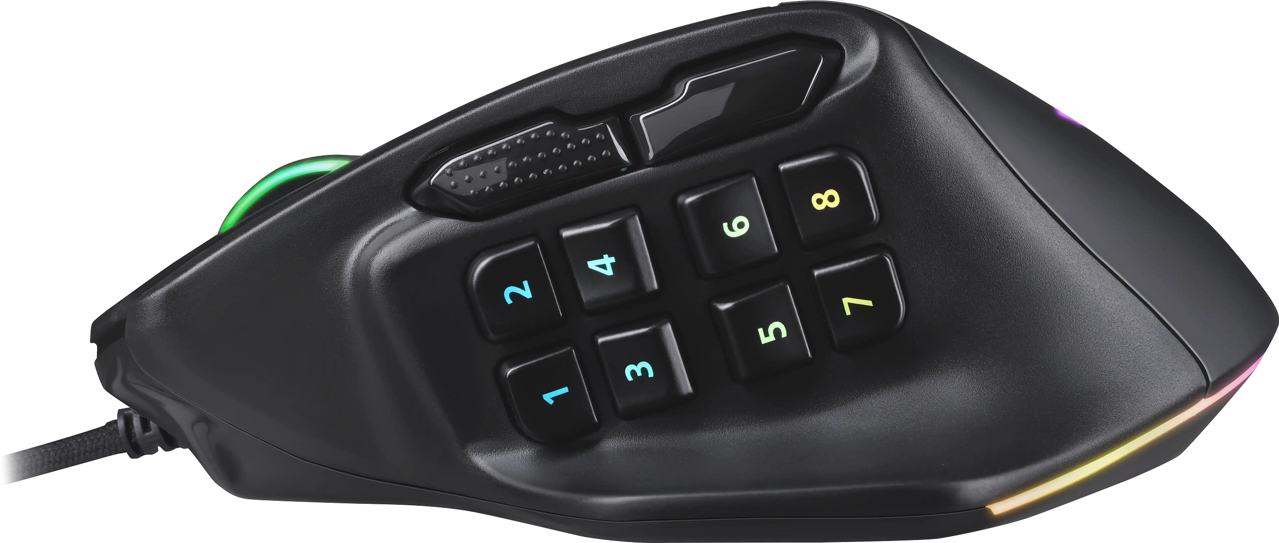 Мышь Redragon AATROX (USB, optical, 12400dpi, игровая, RGB подсветка, редактор макросов, эмуляция клавиш клавиатуры, soft-touch, 1.8m, black)