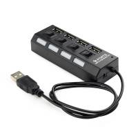 USB 2.0 HUB Gembird UHB-U2P4-02 (4 порта, активный, адаптер питания, выключатели, black)