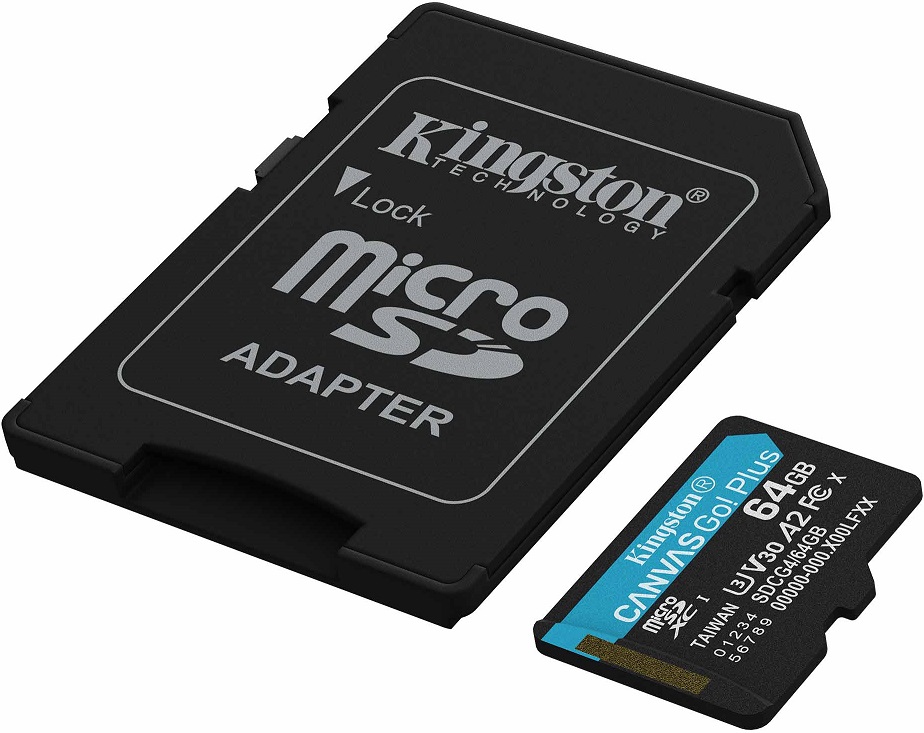 Карта памяти SDXCmicro Card 64Gb Kingston (SDCG4/64GB, Class 10, UHS-I U3, 200/100MB/s, адаптер SD)