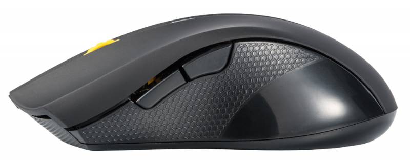 Мышь беспроводная Oklick 495MW (optical, 1600dpi, 2xAAA, black-gold)