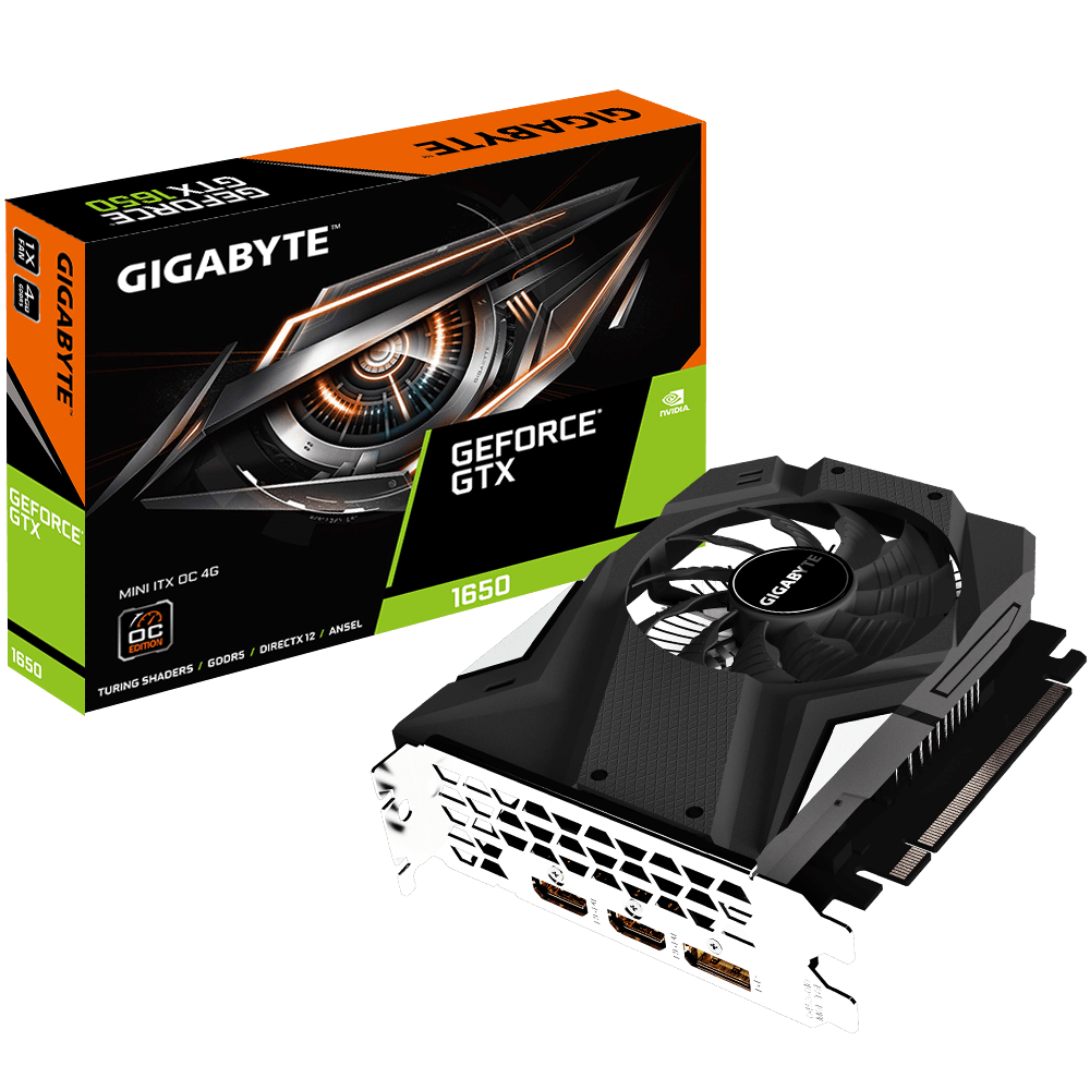 Видеокарта Gigabyte GF GTX1650 4Gb (GV-N1650IXOC-4GD, 128bit, GDDR5, 2xHDMI+DP) RTL