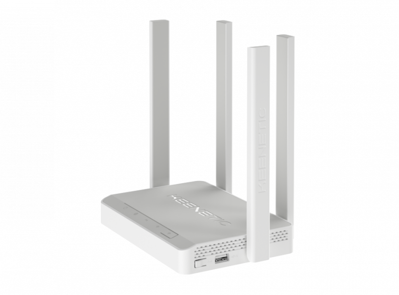 Роутер Keenetic Viva (KN-1910) (1267Mbps, 2.4/5GHz, 4 ports, 1000Mbps, 4 внешние несъёмные антенны 5dBi, 2*USB, USB Printer/FTP Server/3G/4G, white-grey)