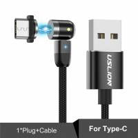 Кабель USB 2.0 Am -Type-C 1.0m (поворотный, быстрая зарядка, нейлоновая оплётка, магнитный, black) USLION