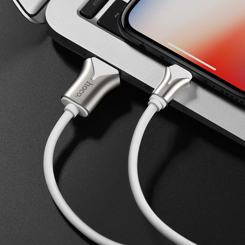 Кабель USB 2.0 Am - Lightning 1.2m (U67 Soft silicone, 2.4A, оплётка из огнезащищённого и незамерзающего силикона, white) hoco