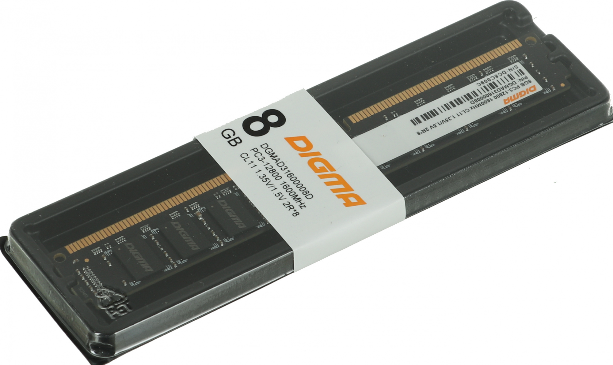 Память DDR3L 8Gb PC12800, 1600MHz, Digma (DGMAD31600008D, 1.35V, dual rank, black)