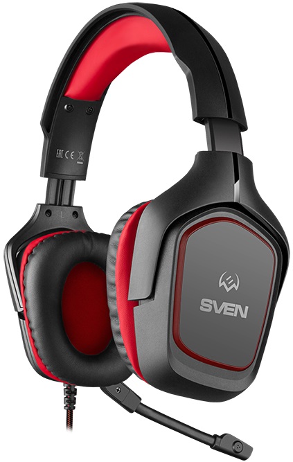 Наушники Sven AP-G333MV (полноразмерные закрытые, с микрофоном, регулятор, 2.2m, игровые, black-red)