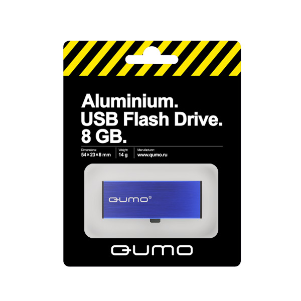 Флеш накопитель USB 2.0 8Gb QUMO, ALUMINIUM, Blue