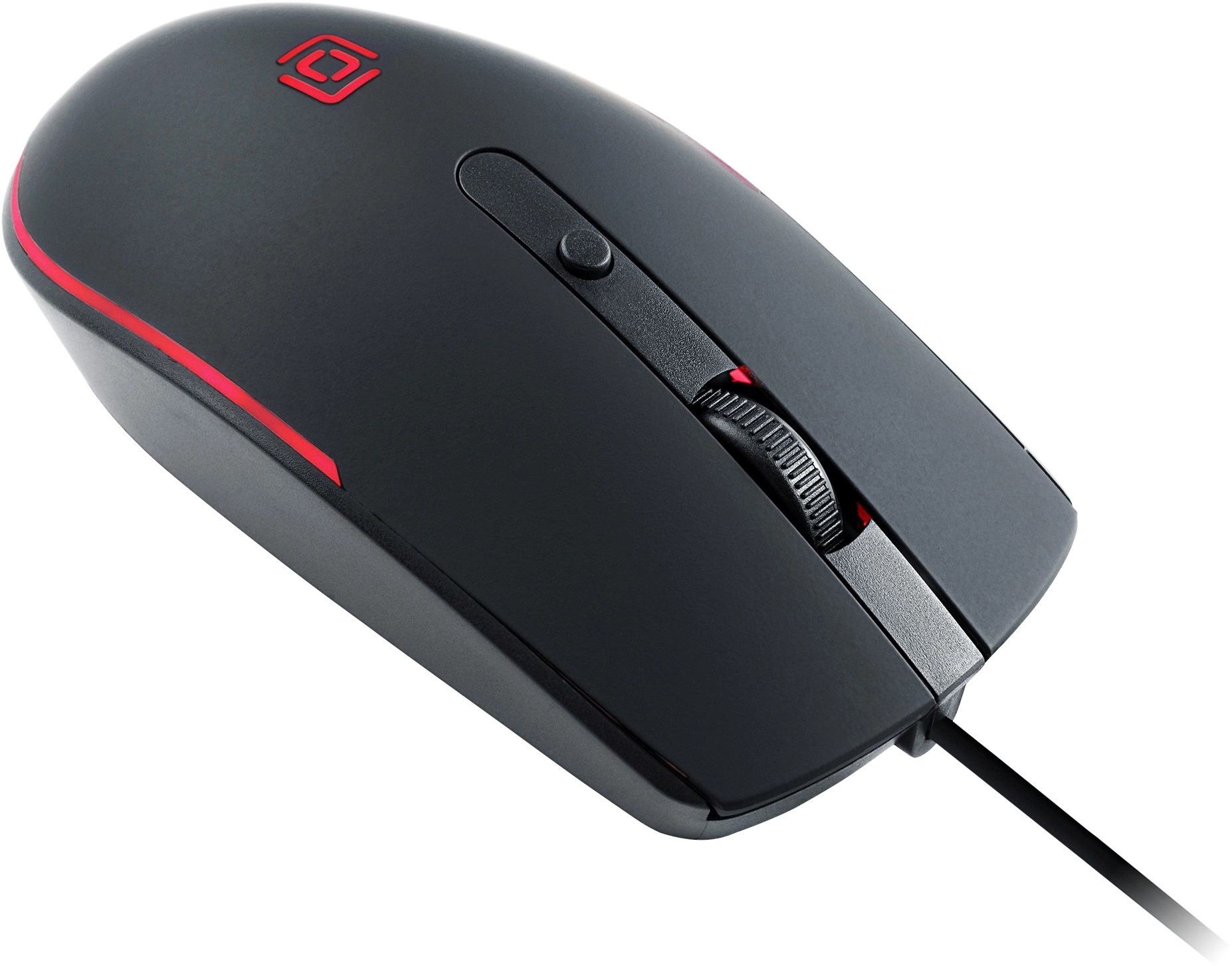 Мышь Oklick 100M (USB, optical, 1600dpi, подсветка, soft-touch, 1.6m, black)