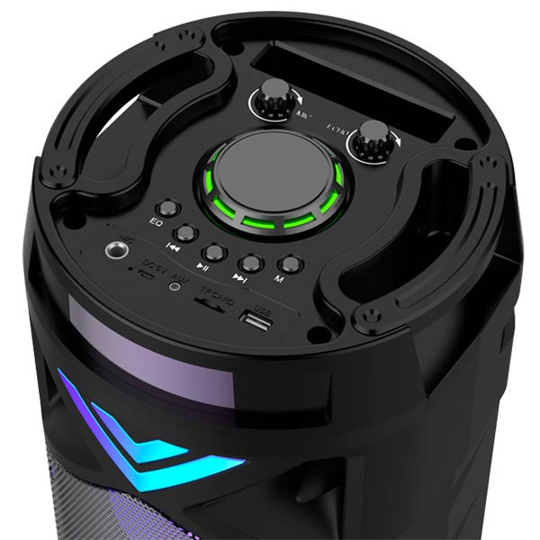 Колонка FUMIKO TOWER (30W, портативная, аккумулятор 4500mAh, Bluetooth 5.0, управление смартфоном, микрофон в комплекте, ПДУ, AUX, USB, MicroSD, FM, MP3, подсветка, black)