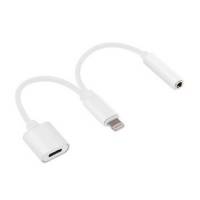 Кабель-переходник (CCA-LM3.5F-02-W, Lightning (m) / 3.5mm Jack (f) + Lightning (f), 0.15m, блистер, white) Cablexpert