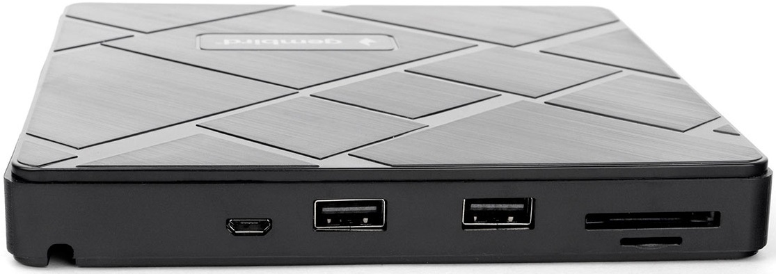 Внешний привод DVD±RW Gembird (DVD-USB-04, Type-C, карт-ридер, USB 2.0 HUB, black)