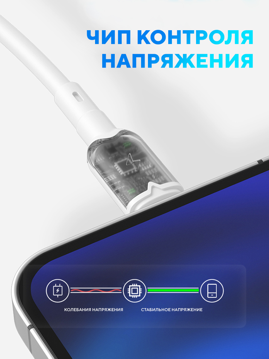 Кабель USB 2.0 Am - Lightning 1.0m (FCA04-05, 3A, быстрая зарядка, white) FUMIKO