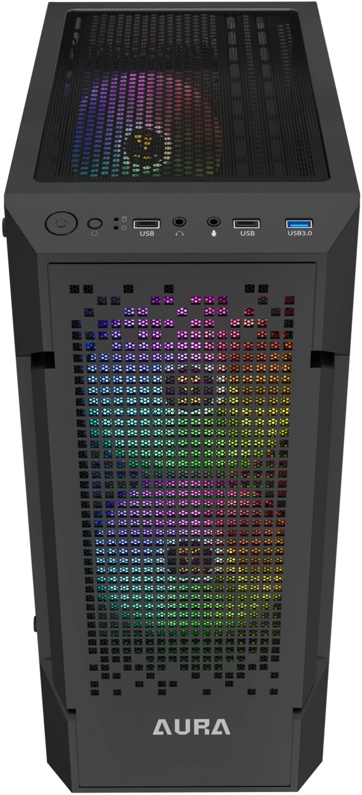 Корпус GAMDIAS AURA GC7 ARGB (без БП, ATX, USB3.0, 3x ARGB Fan, black)