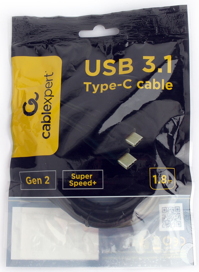 Кабель USB 3.1 Type-C - Type-C 1.8m (CCP-USB3.1-CMCM2-1.8M, медь, 5А, 100W, быстрая зарядка, QC3.0, PD, двойное экранирование, black) Cablexpert