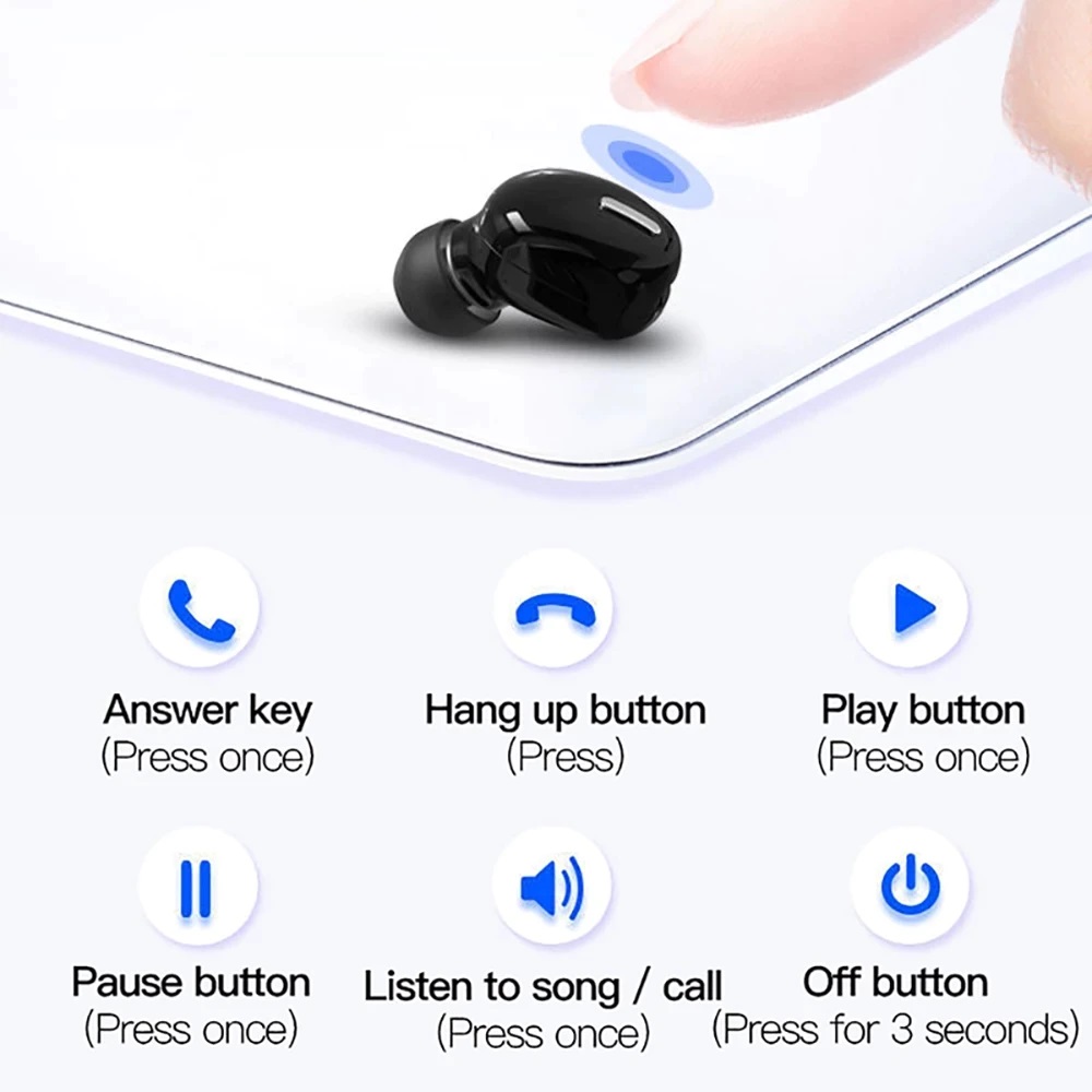 Гарнитура (моно, затычки, беспроводная, Bluetooth 5.0, с микрофоном, black)