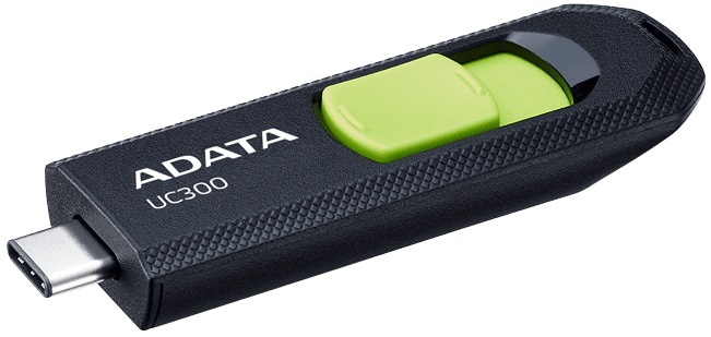 Флеш накопитель USB 3.2 64Gb ADATA UC300 (ACHO-UC300-64GRBK/GN, OTG Type-C, 100MB/s, black-green)