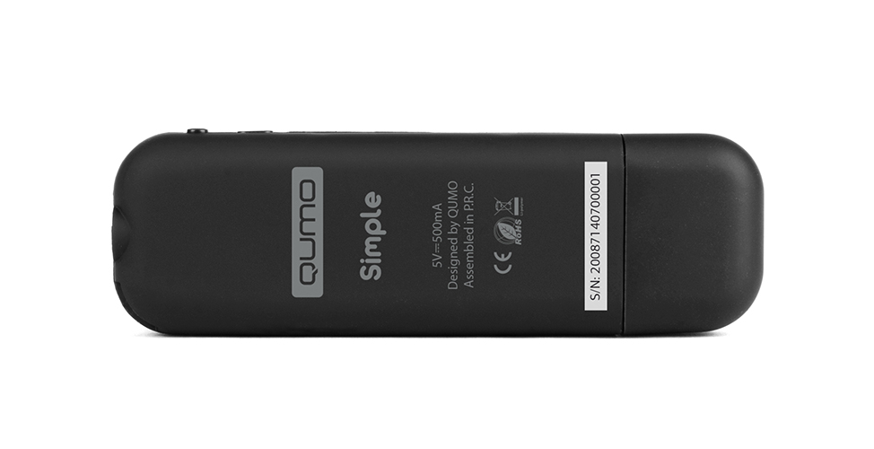 Плеер Flash Qumo Simple (4Gb, 1.2", microSD, FM, диктофон, MP3, WMA, black)