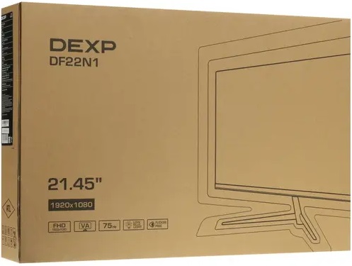 Монитор DEXP 21.5" DF22N1 black (1920x1080, 75Hz, 3 000:1, 170°/170°, 7ms, 250cd/m2, VA, выход на наушники, HDMI)