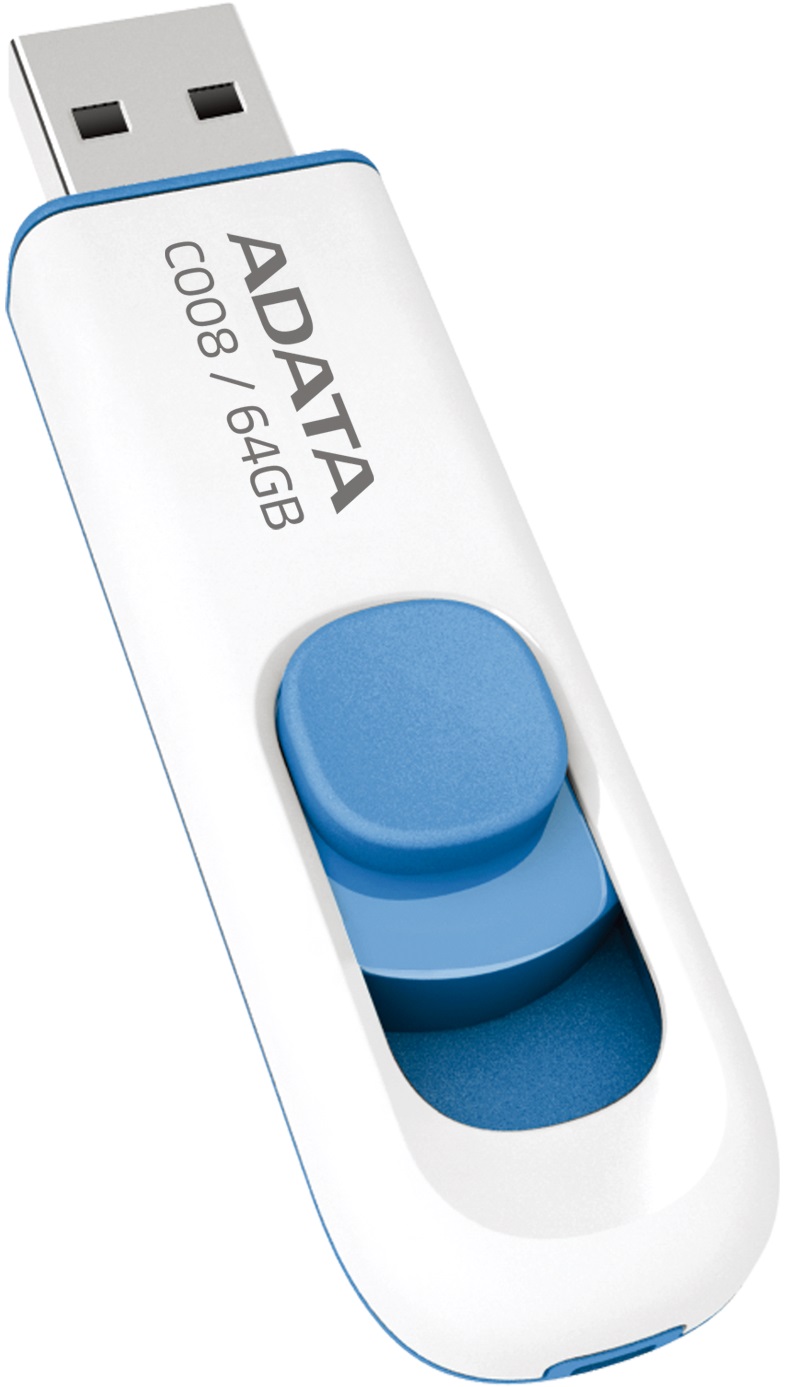 Флеш накопитель USB 2.0 64Gb ADATA C008 (AC008-64G-RWE, white-blue)