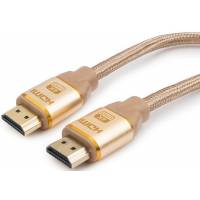 Кабель HDMI (m) - HDMI (m) 1.0m (CC-G-HDMI03-1M, 4K, ver.1.4, с позолоченными контактами, тканевая оплётка, gold) Cablexpert