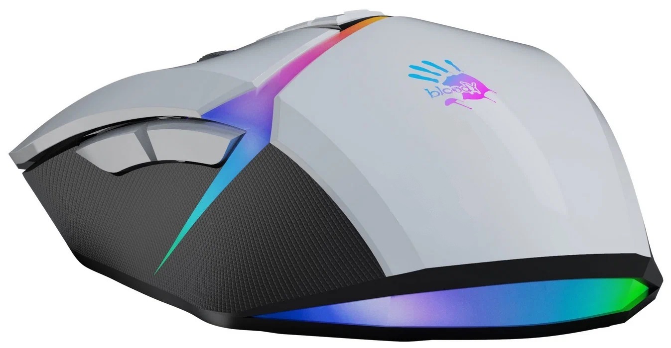 Мышь A4Tech Bloody W60 Max (USB, optical, 10000dpi, игровая, RGB подсветка, программируемая, 1.9m, panda white)