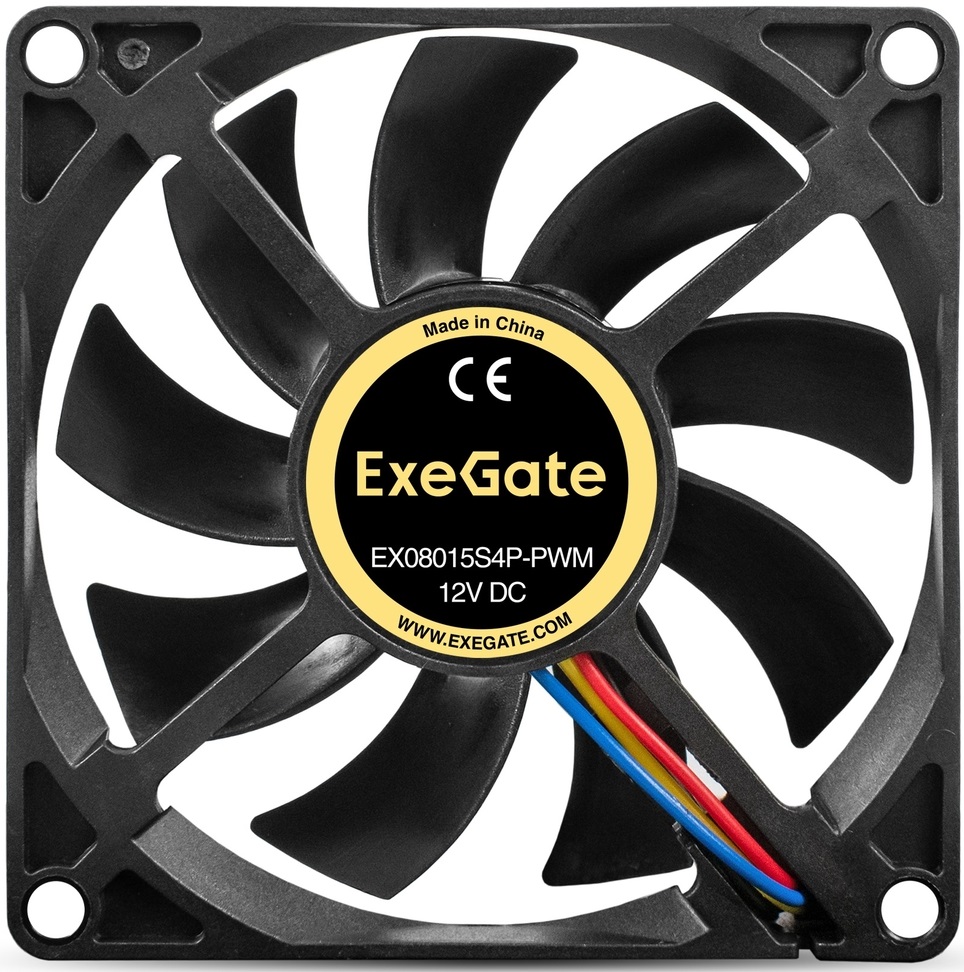 Вентилятор ExeGate EX08015S4P-PWM (EX295235RUS) (80x80x15mm, sleeve, <2500rpm, <26dBa, 4pin, PWM, black) OEM