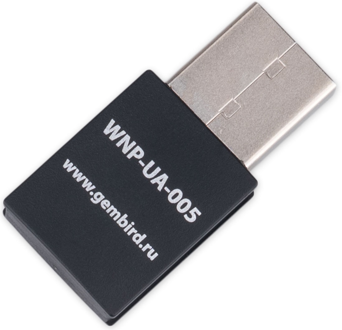 Сетевая карта Gembird WNP-UA-005 (USB, 300Mbps, 2.4GHz, 18dBm, black) RTL