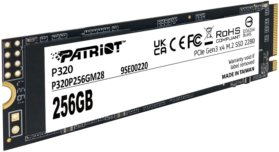 Накопитель SSD M.2 (2280) 256Gb Patriot P320 (P320P256GM28, 2200/1200Mbs, PCI-E Gen3 x4, NVMe 1.3)