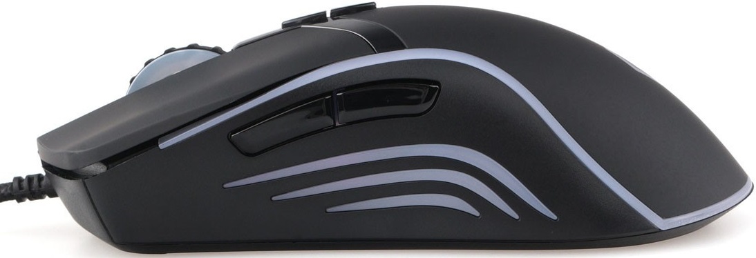 Мышь Gembird MG-810 (USB, optical, 3200dpi, RGB подсветка, игровая, 1.8m, soft-touch, black)