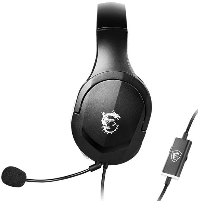 Наушники MSI Immers GH20 (полноразмерные закрытые, с микрофоном, регулятор, игровые, 1,5m, black-silver)