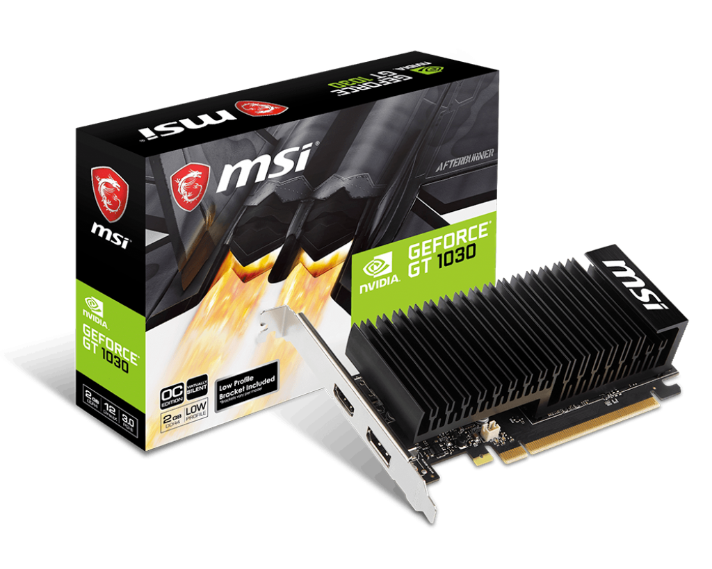Видеокарта MSI GF GT1030 2Gb (GT 1030 2GHD4 LP OC, 64bit, DDR4, HDMI+DP) RTL