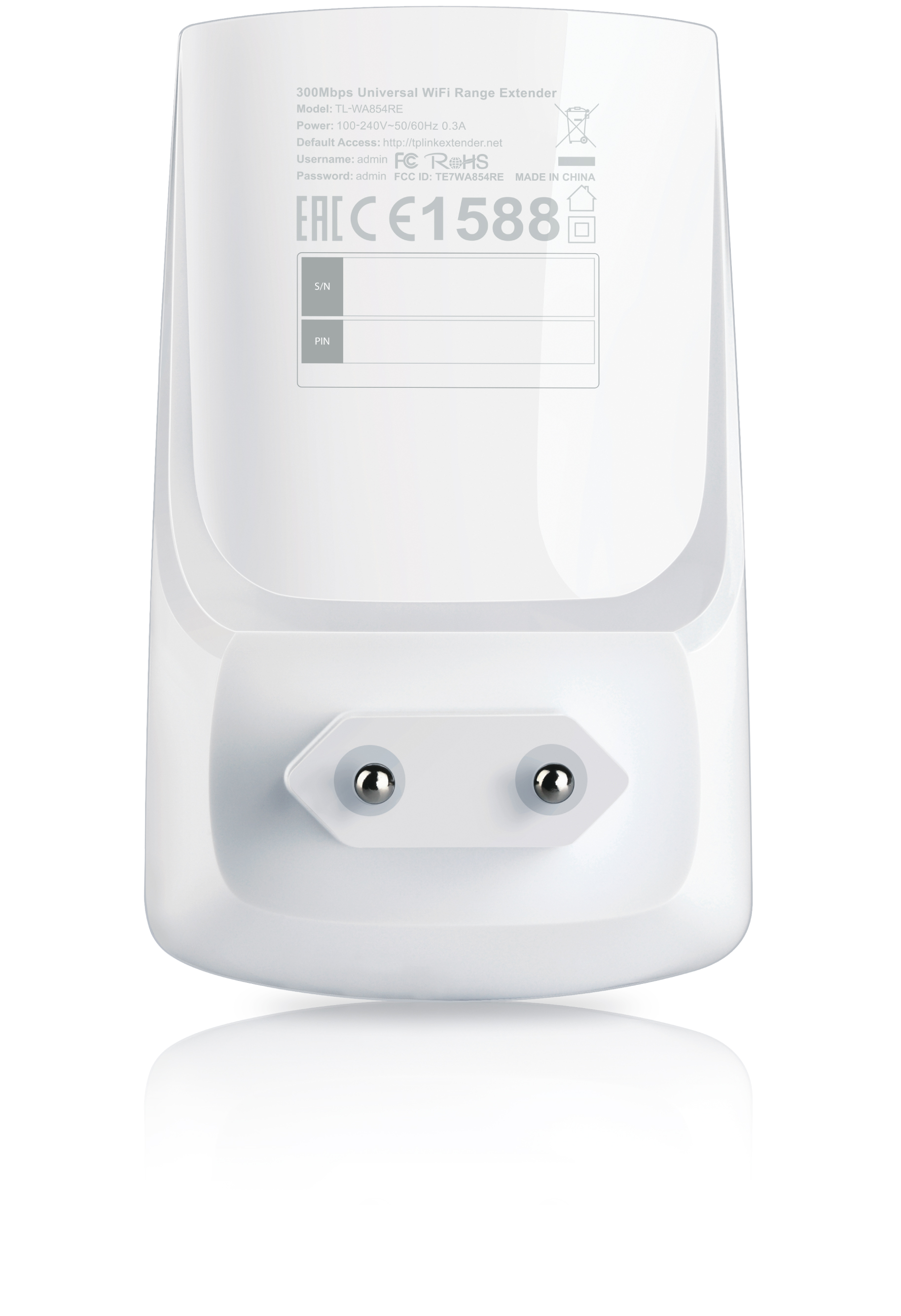 Усилитель беспроводного сигнала TP-LINK TL-WA854RE (300Mbps, 2.4GHz, 2 внутренние антенны, white)