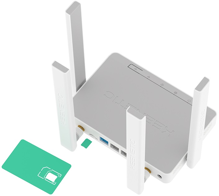Роутер Keenetic Runner 4G (KN-2212) (300Mbps, 2.4GHz, 3 ports, 100Mbps, 2 съёмные и 2 несъёмные внешние антенны 4dBi, 4G LTE, Nano SIM, white)