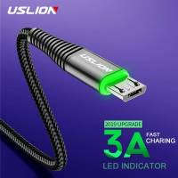 Кабель USB 2.0 Am - micro USB 1.0m (3A, быстрая зарядка, нейлоновая оплётка, black) USLION