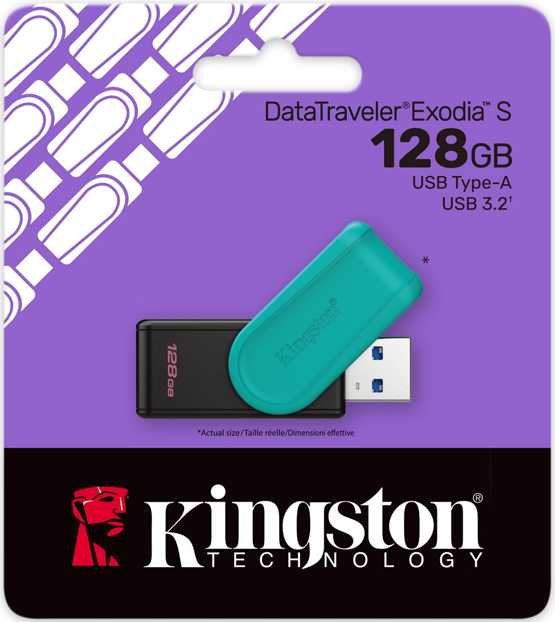 Флеш накопитель USB 3.2 128Gb Kingston DT Exodia S (DTXS/128GB, black-turquoise)