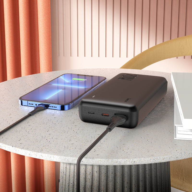 Внешний аккумулятор hoco J87A Tacker (литий-полимерный, 20000mAh, вход 3A micro USB + Tupe-C, выход 3A max, QC3.0, PD, 20W, black)