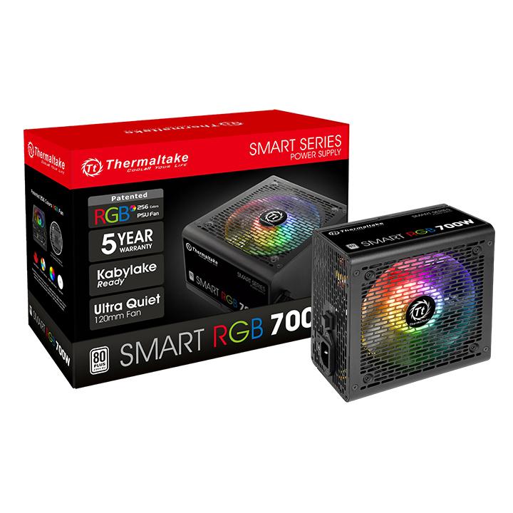 Блок питания Thermaltake 700W (Smart RGB 700W, 80+, 120mm, 20+4+4+4pin, 2*PCI-E 6+2pin, 6*SATA, 5*HDD, 1*FDD) RTL