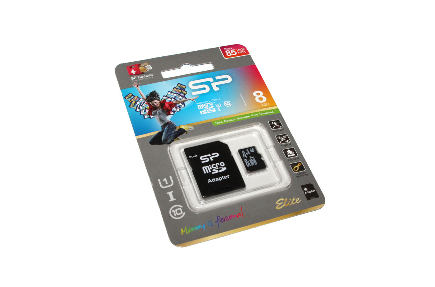 Карта памяти SDmicro Card 8Gb Silicon Power (SP008GBSTHBU1V10SP, Elite, Class 10, UHS-I, 85MB/s, адаптер SD)