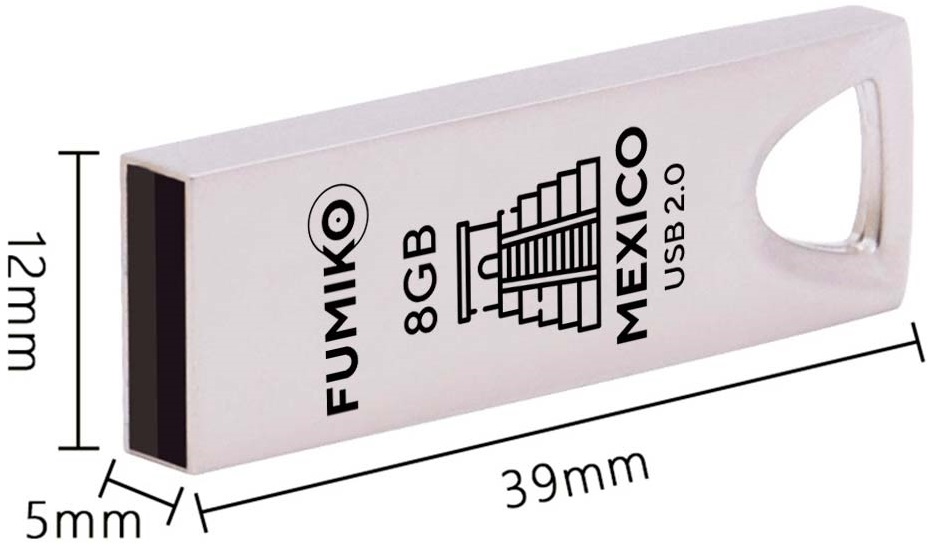 Флеш накопитель USB 2.0 8Gb FUMIKO MEXICO (FMX-02, silver)
