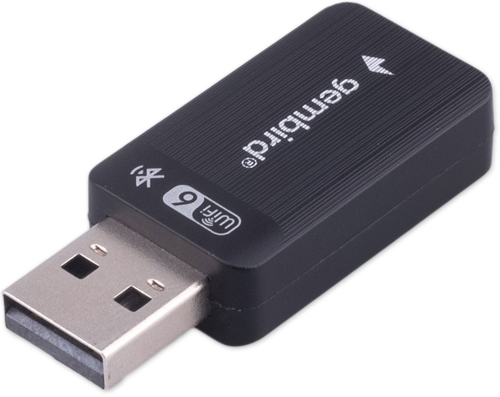 Сетевая карта / Bluetooth USB Adapter Gembird WNP-UA-012 (USB2.0, 286/600Mbps, 2.4/5GHz, 20dBi, AIC8800M80, Bluetooth 5.4, black)