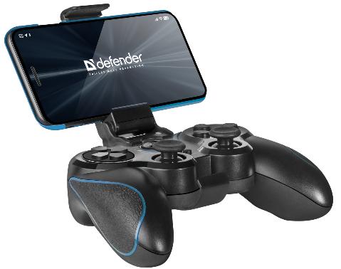 Геймпад Defender Blast (PC/PS3/Android, Bluetooth, беспроводной, вибрация, держатель для смартфона, black-blue)