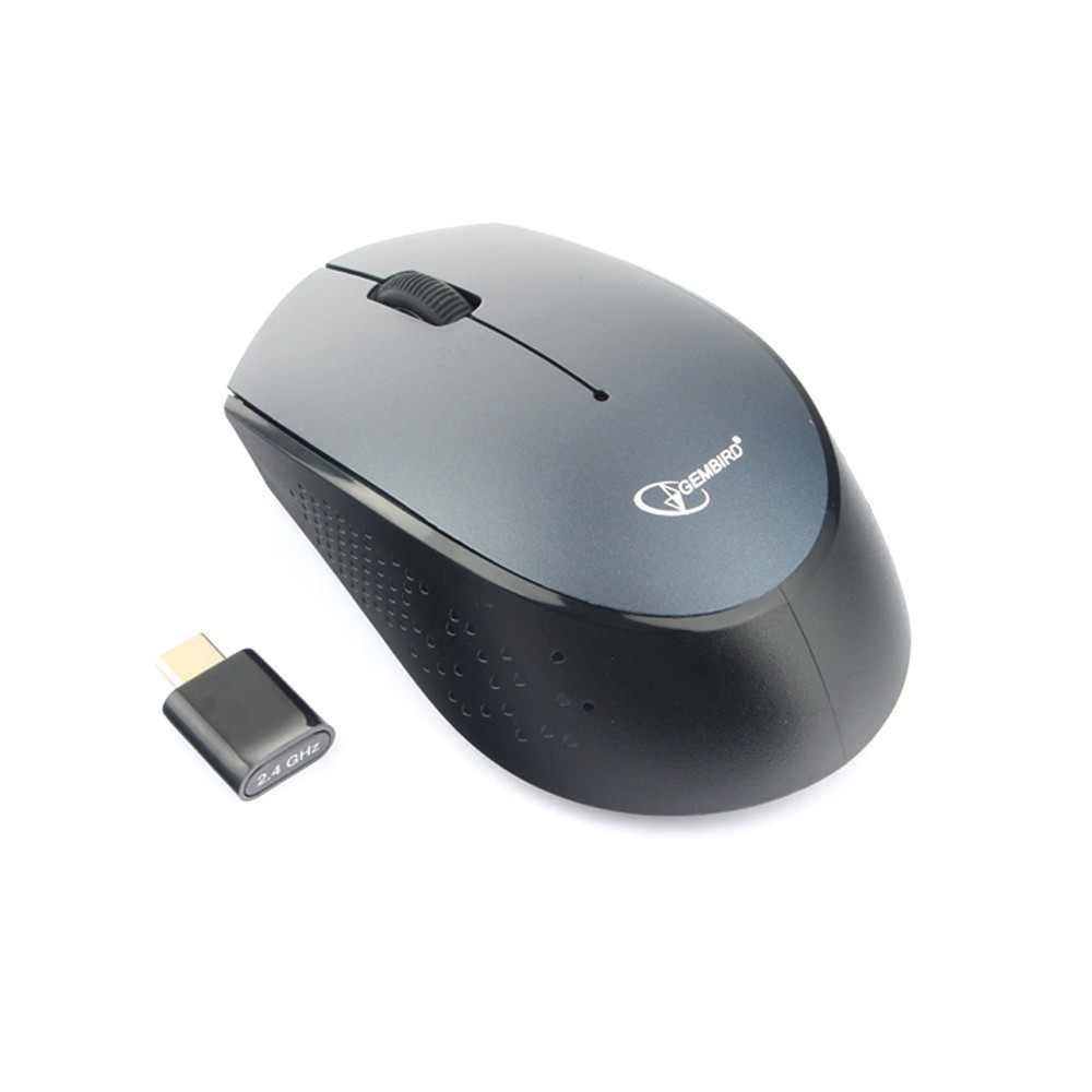 Мышь беспроводная Gembird MUSW-352 (optical, 1000dpi, AA, передатчик Type-C, black-grey)