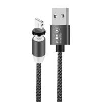 Кабель USB 2.0 Am - Lightning 1.0m (FMC-01GREYL, 2.4A, быстрая зарядка, нейлоновая оплётка, магнитный, grey) FUMIKO