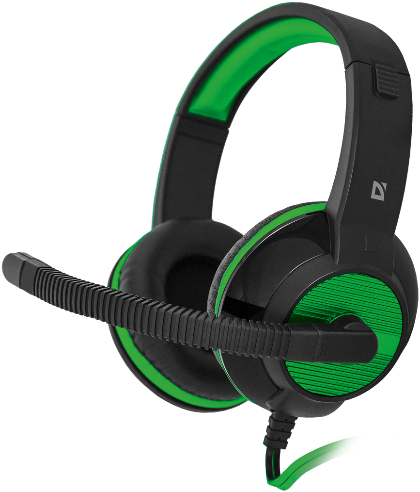 Наушники Defender Warhead G-200 (накладные закрытые, c микрофоном, игровые, 2m, green-black)