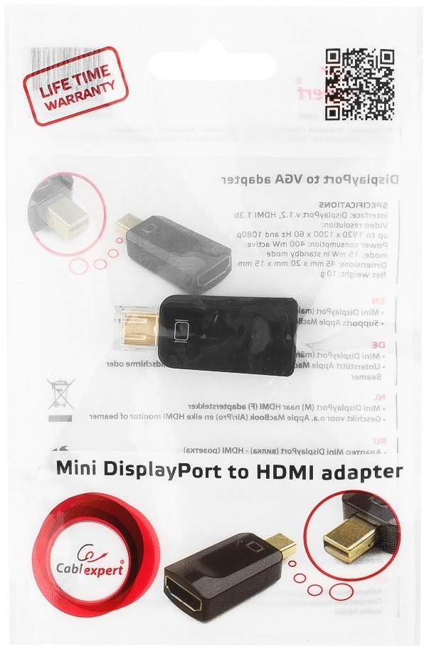 Переходник mini Display Port (m) - HDMI (f) (A-mDPM-HDMIF-01, v.1.2, black) Cablexpert