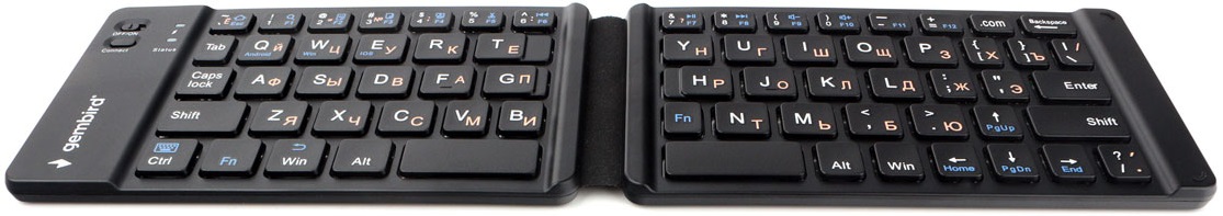 Клавиатура беспроводная Gembird KBW-6N (Bluetooth3.0/5.0 / USB Type-C, аккумулятор 90mAh, складная, ножничная, мультимедийная, black)
