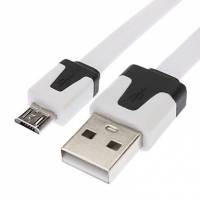 Кабель USB 2.0 Am - micro USB 1.5m (PVC, плоский, white) QUMO