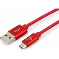 Кабель USB 2.0 Am - micro USB 1.0m (CC-S-mUSB01R-1M, серия Silver, red) Cablexpert