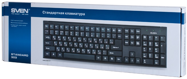 Клавиатура Sven Standard 303 POWER USB+PS/2 (USB - PS/2, 1.5m, black)